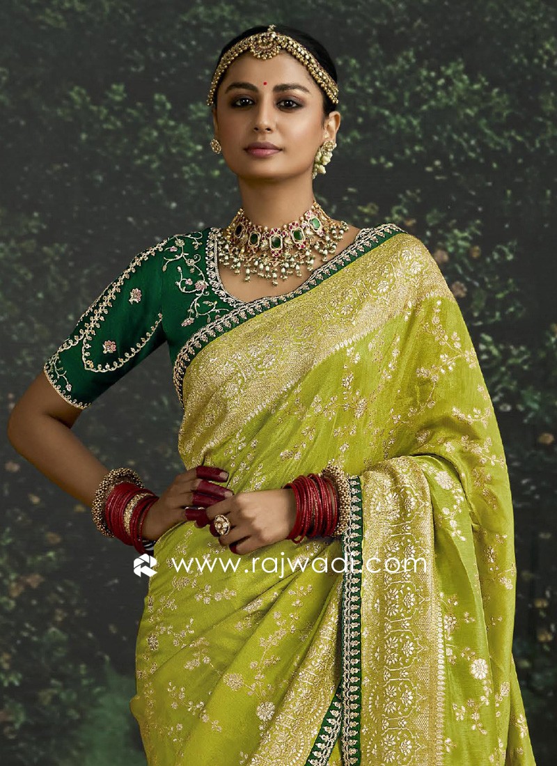 Parrot green wedding saree best sale